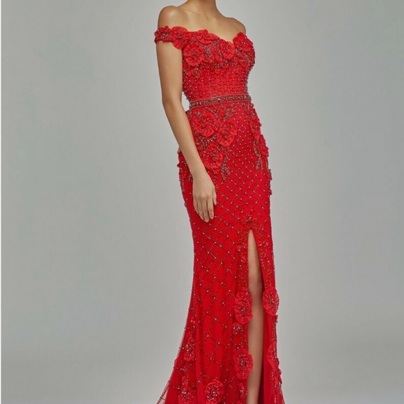 Terani Couture Dresses & Skirts - Elegant Red Off-Shoulder Dress (Terani Couture)